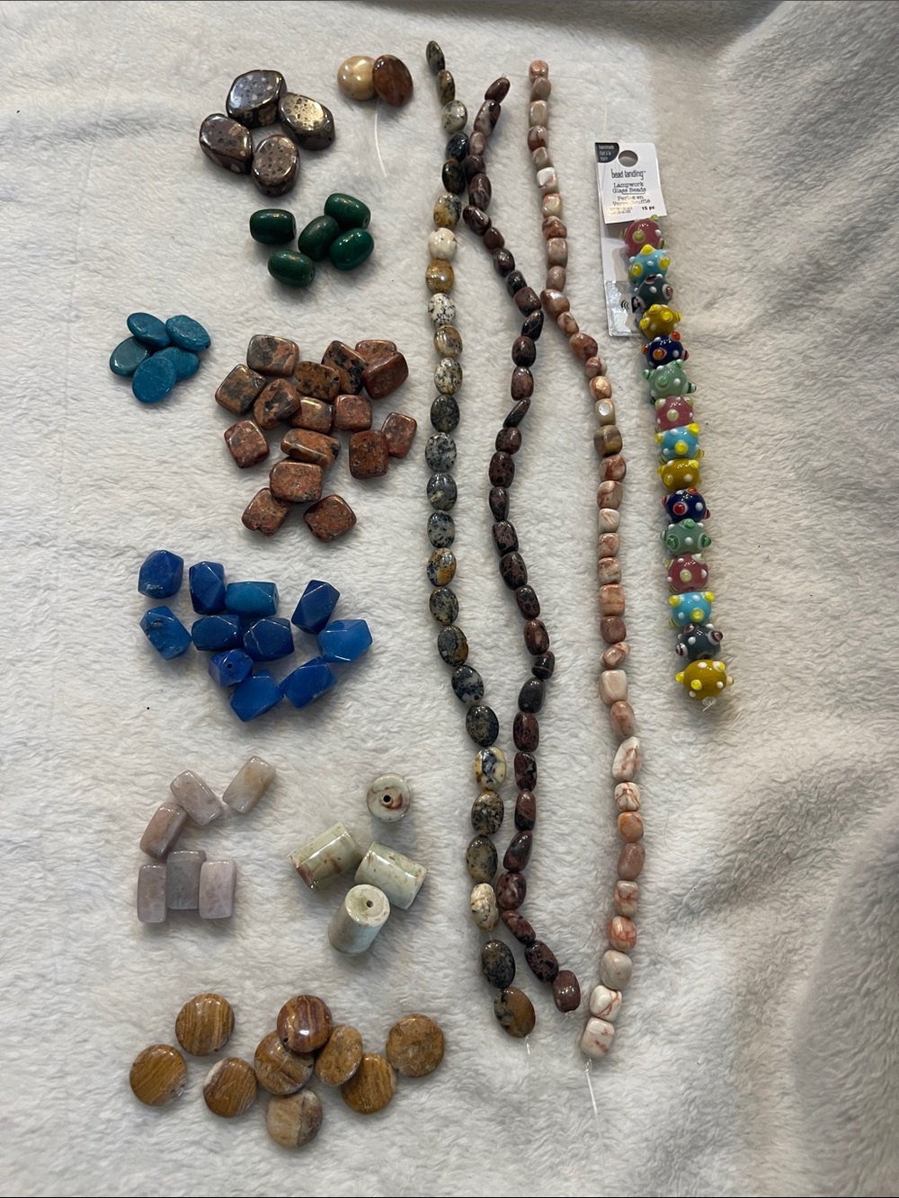 Large Assortment of Multicolor Stone Beads - strands and loose
